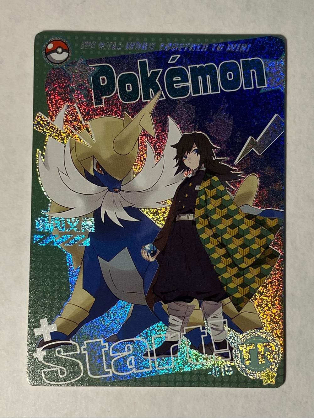 Samurott Rare Rainbow Holo Pokemon Fan Art Card Chinese Mengka Set w Trainer